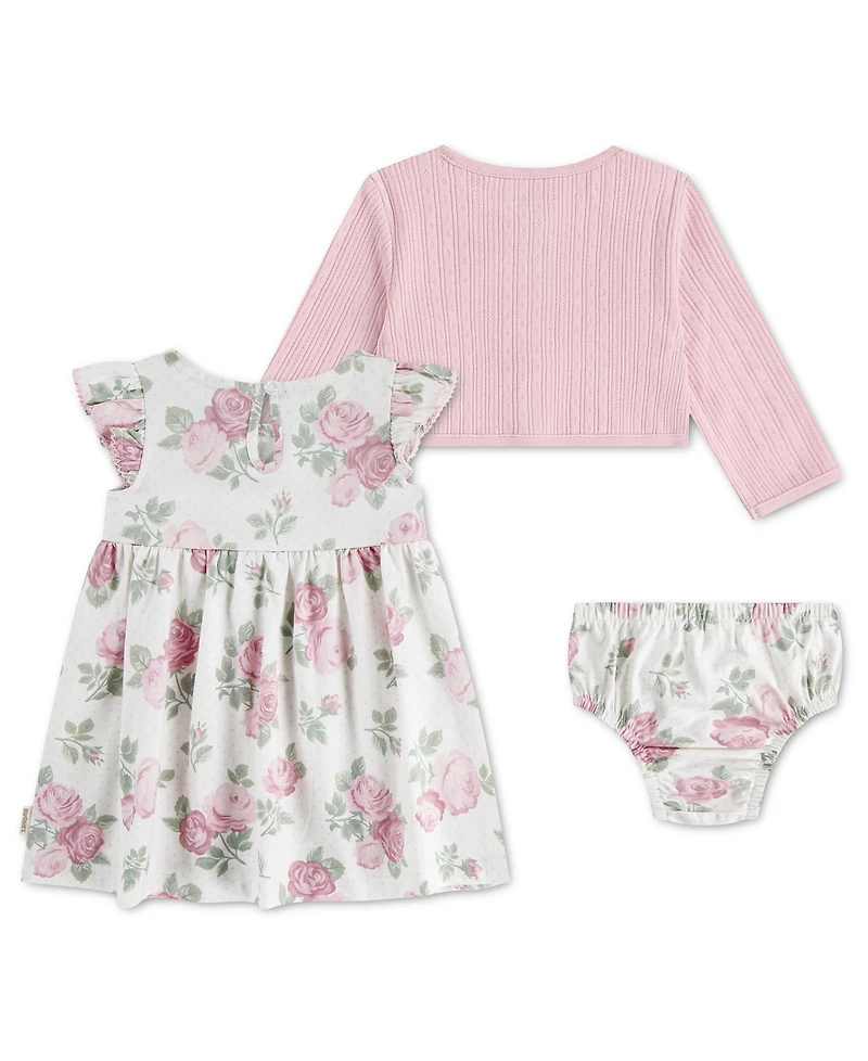 Huggies Baby Girls' Babywear Long-Sleeve Cardigan, Dress and Bloomers, 3-Piece Set