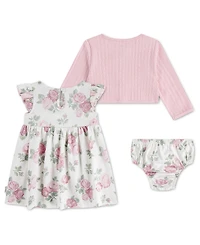 Huggies Baby Girls' Babywear Long-Sleeve Cardigan, Dress and Bloomers, 3-Piece Set