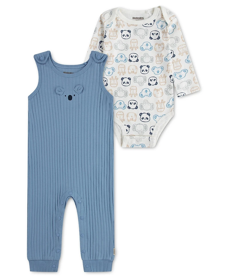 Huggies Baby Boys' Sleeveless Overalls and Long-Sleeve Bodysuit, 2-Piece Set