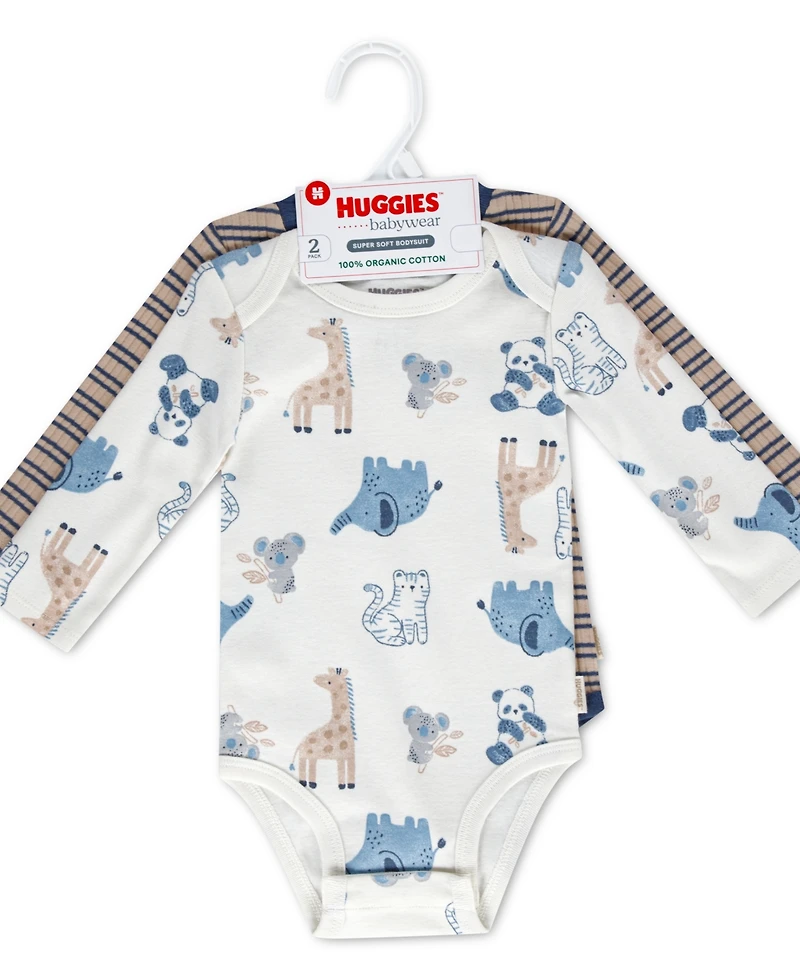 Huggies Baby Boys' Babywear Long-Sleeve Bodysuits, 2-Pack