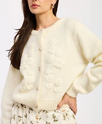En Saison Women's Round Neck Button-Front Sweater