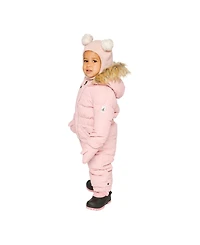 Deux par Baby Girl ( 6M to 24M ) Original One Piece Puffy Snowsuit with Removable Mittens and Boots Pale Dusty