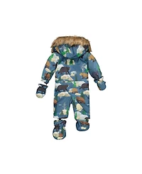 Deux par Baby Boy ( 6M to 24 M) One Piece Snowsuit Adapted for Car Seats Bear Print