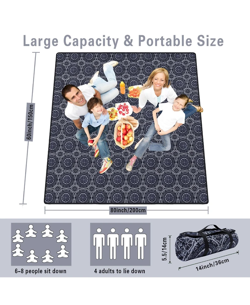 Aofar Picnic Beach Camping Blanket Waterproof Sandproof Foldable