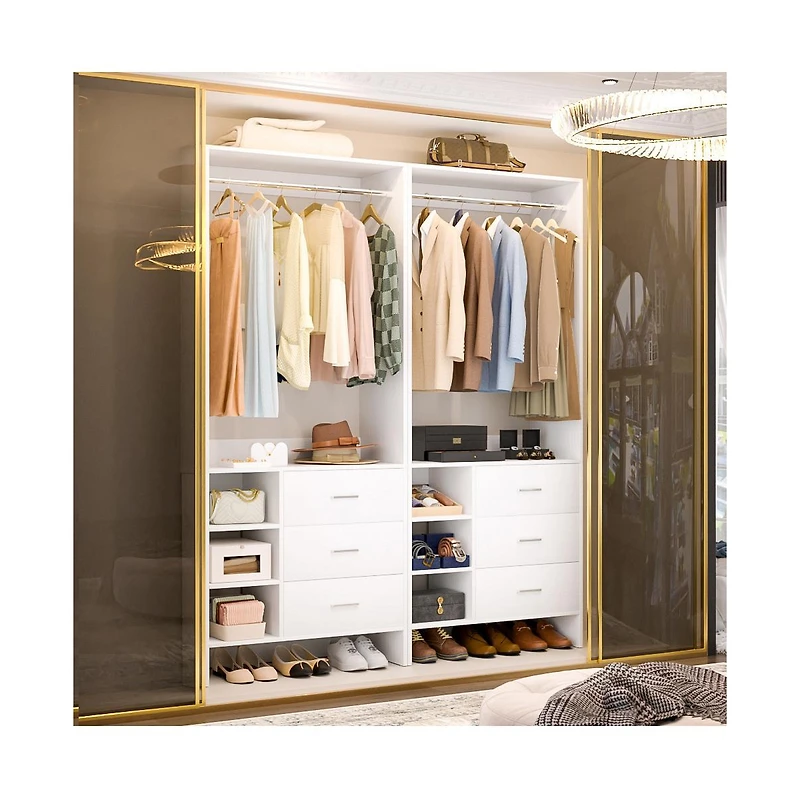 Aheaplus 30'' Set of 2 Closet Organizer with Wooden Drawers