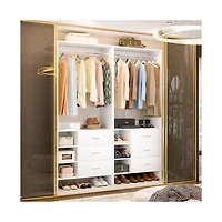 Aheaplus 30'' Set of 2 Closet Organizer with Wooden Drawers
