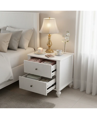 Streamdale Furniture 23" 2-Drawer Wooden Nightstand, Modern Bedside Table