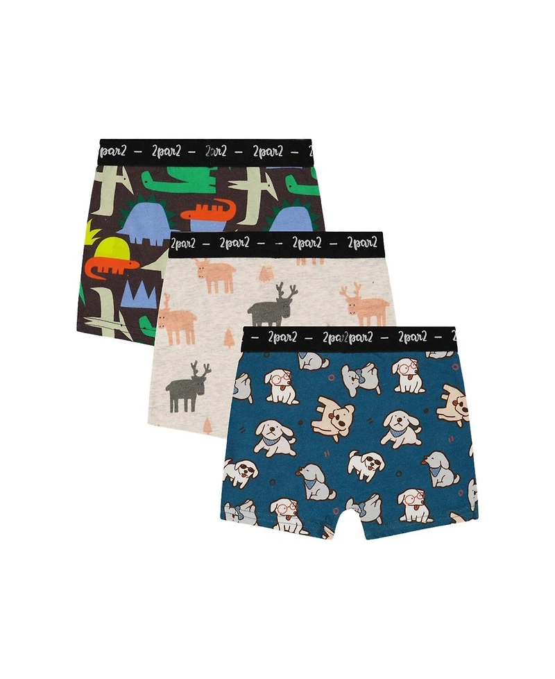 Deux par Little and Big Boy (6-12)Boxer Pack Of 3 Animal Prints