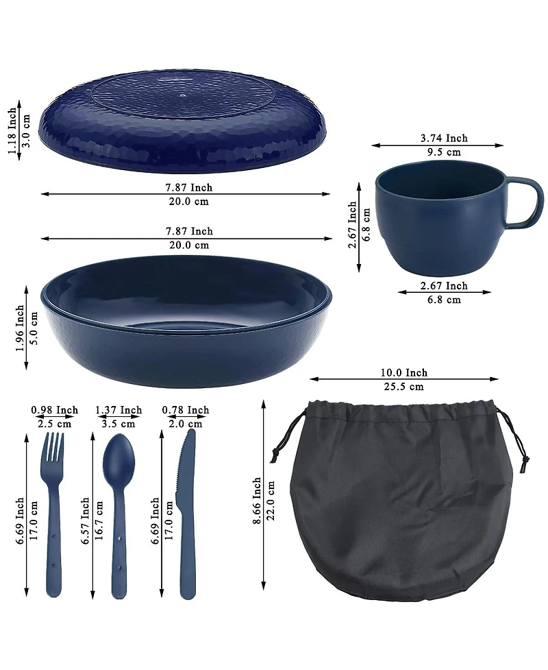 Piscifun Camping Mess Kit With Plate Bowl Cup Utensils And Carry Bag