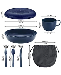 Piscifun Camping Mess Kit With Plate Bowl Cup Utensils And Carry Bag