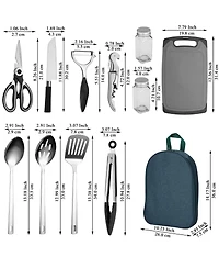 Piscifun 10 Piece Stainless Steel Camping Kitchen Utensil Set With Travel Bag For Outdoor Grilling Picnics