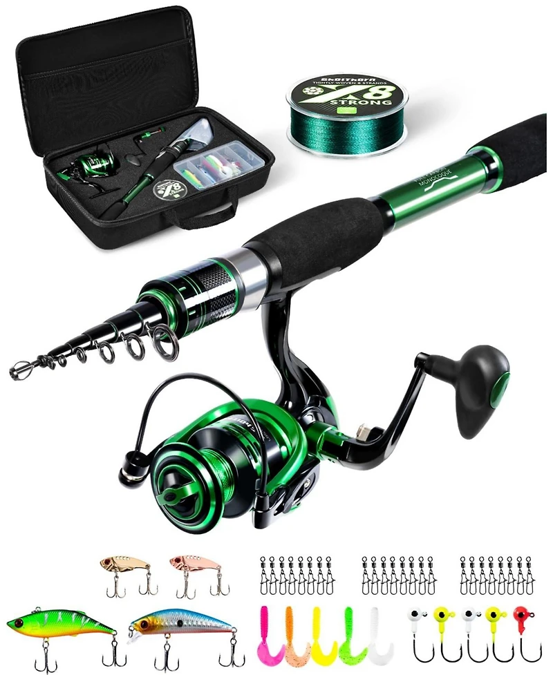 Aofar 6 feet Fishing Rod Reel Telescoping Pole Travel Kit Carrier Bag Freshwater Saltwater
