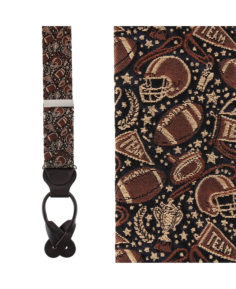 Trafalgar Men's The Gridiron Silk Button End Suspenders