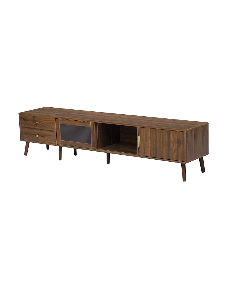 Streamdale Furniture 76" Modern Minimal Glass-Door Tv Stand for TVs up to 85