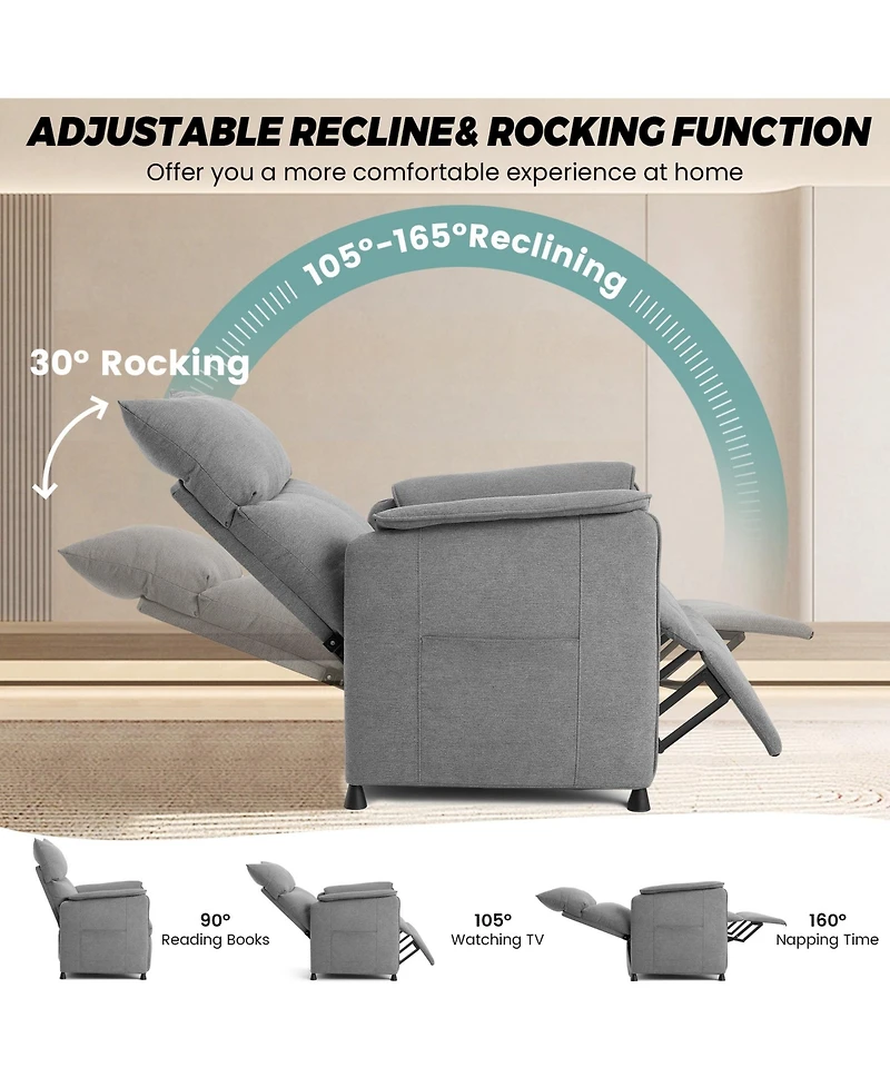 homfan Modern Fabric Electric Recliner with Massage and Heat, Adjustable Remote Control Single Armchair for Home Theater, Living Room and Office