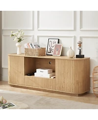 Streamdale Furniture 64-Inch Wavy Wooden Tv Stand and Storage Cabinet