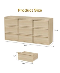 homfan Large 9 Drawer Dresser for Bedroom, Modern Wooden Chest, Spacious Organizer for Living Room, Nursery, Entryway, Hallway, Closet