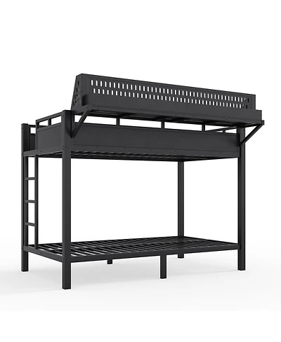 Streamdale FurnitureTwin Xl/Twin Xl Metal Bunk Bed with Storage Usb and Led Lights