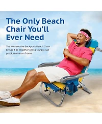 Aofar Cooler+ Folding Beach Chair 5-Position Towel Bar Xl Pouch Cup Phone Holder