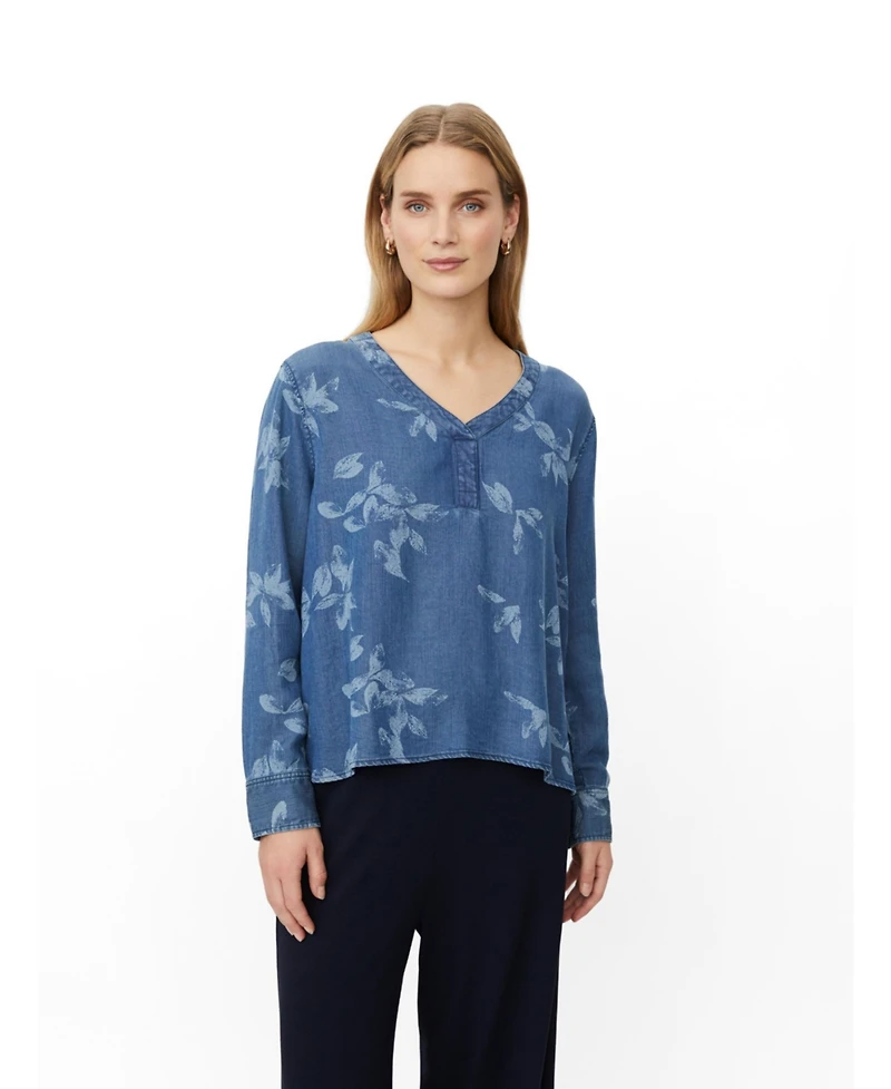 Masai Copenhagen Women's MaDariane Denim Floral Print Blouse
