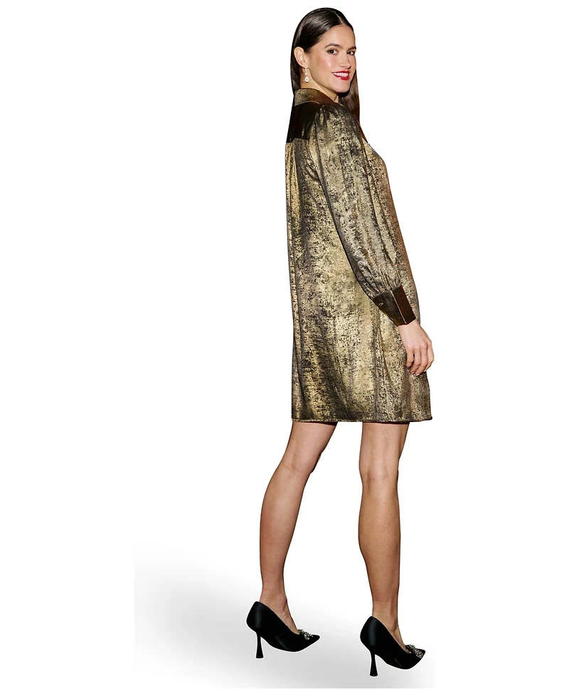 Yumi Women's Luminous Bow-Tie Shirt Dress