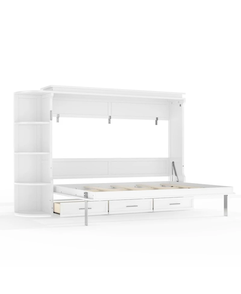 Streamdale Furniture Queen Murphy Bed with Shelf, Cabinets, Drawer