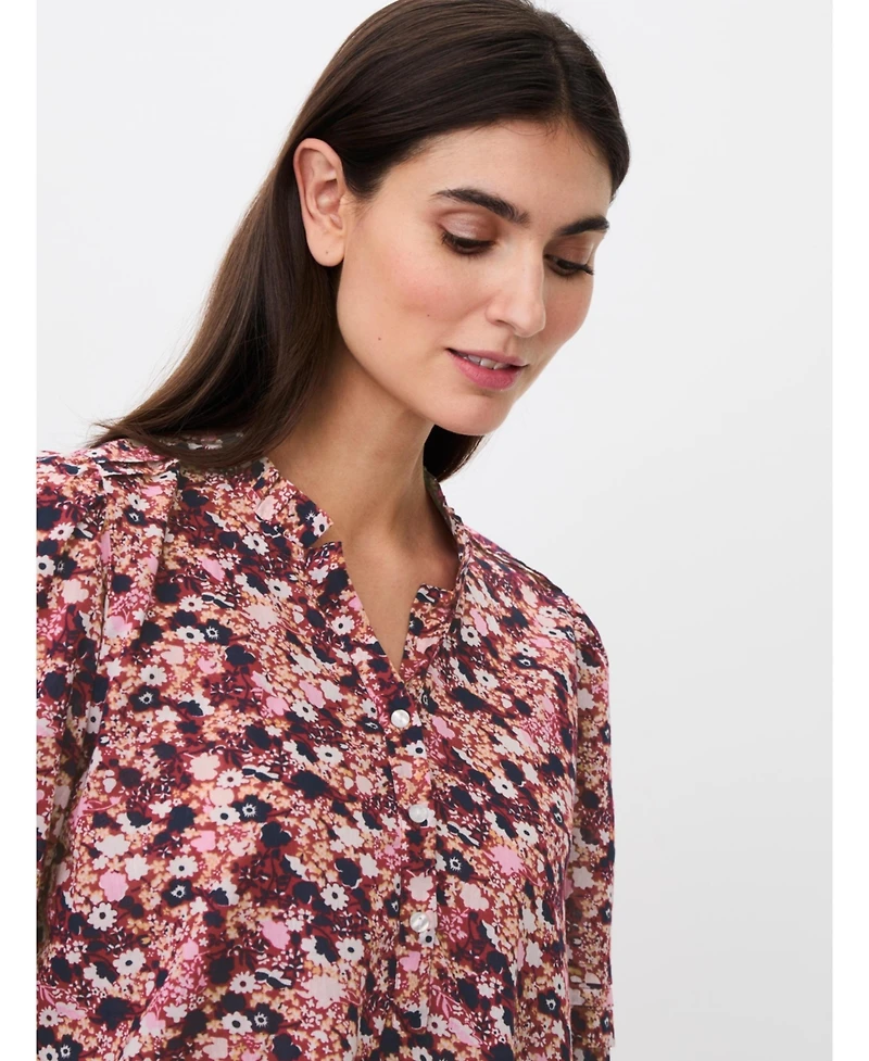 Masai Copenhagen Women's Mabrenitha Floral Mandarin Collar Blouse