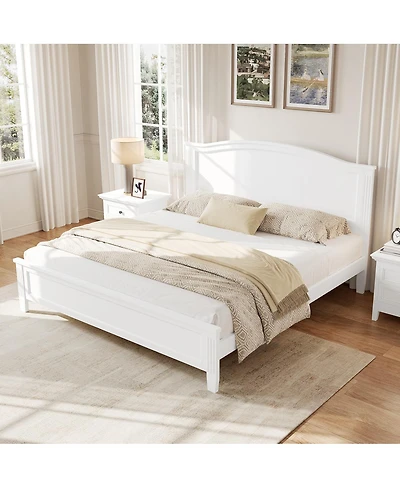 Streamdale Furniture Queen Size Platform Bed with Headboard with Wooden Slat Support Legs