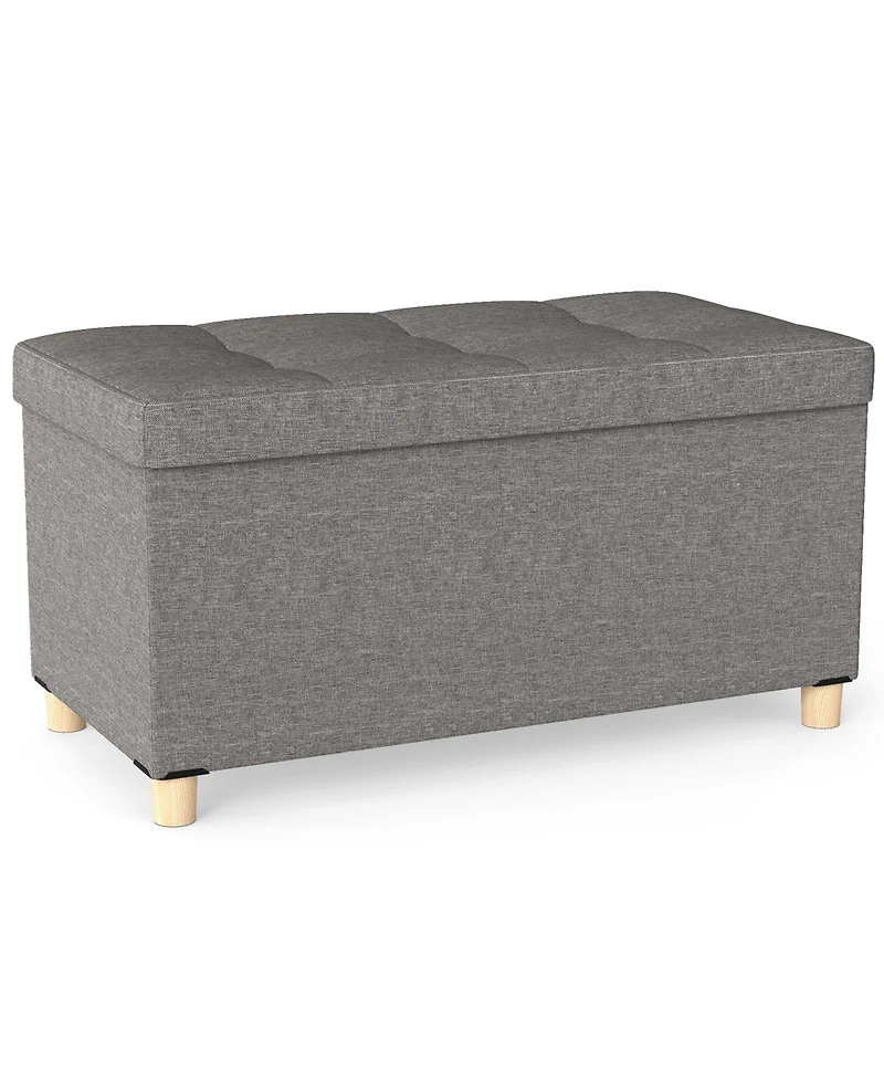 Sugift 30 in. Storage Ottoman Bench with Flip Top Tray and Solid Rubber Wood Legs