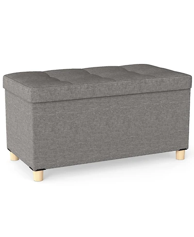 Sugift 30 in. Storage Ottoman Bench with Flip Top Tray and Solid Rubber Wood Legs