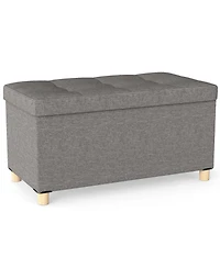 Sugift 30 in. Storage Ottoman Bench with Flip Top Tray and Solid Rubber Wood Legs