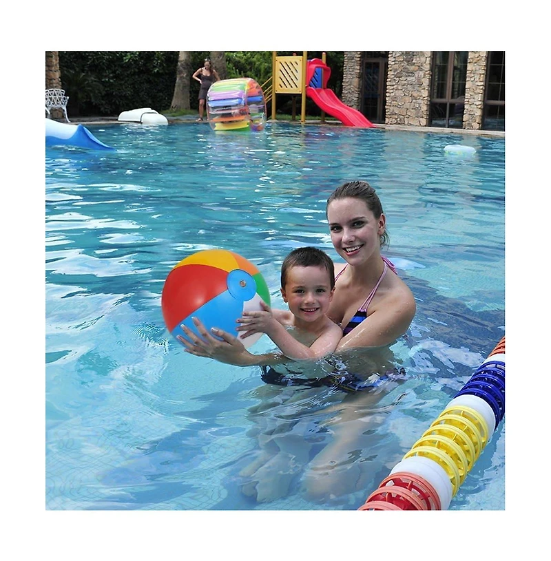 homfan Inflatable Rainbow Beach Balls, 10", Multicolor, 12-Piece Set, Ages 3+