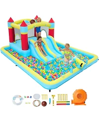 homfan 7 in 1 Inflatable Bounce House, Jump Castle with Double Water Slide and 350w Blower for Kids Ages 3 to 12