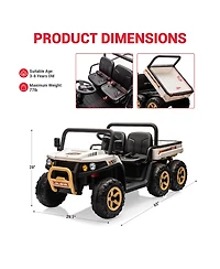 homfan 24V 2-Seater Ride-On Dump Truck 4WD with Remote Control, 110-Lb. Capacity, Ages 3–8