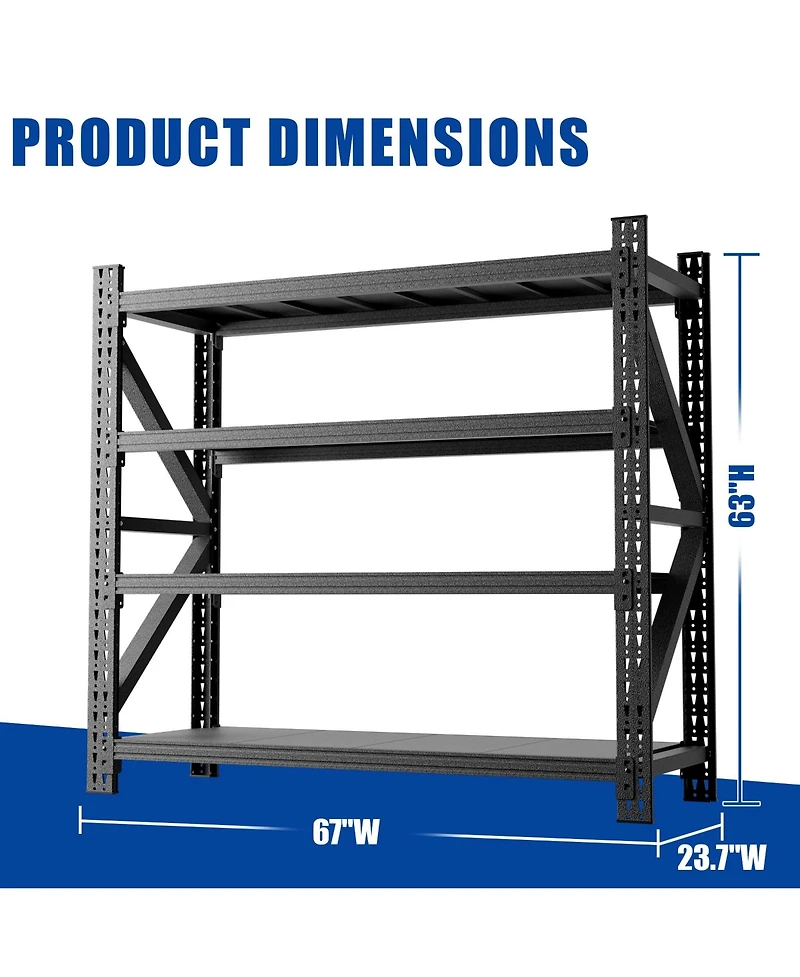 Boyel Living Steel Heavy Duty Storage Rack 5000lb Capacity Adjustable 4 Shelf