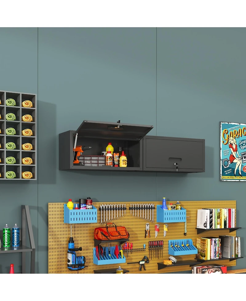 Boyel Living Wall Mounted Storage Cabinet Garage Steel Adjustable Shelf Locking Door