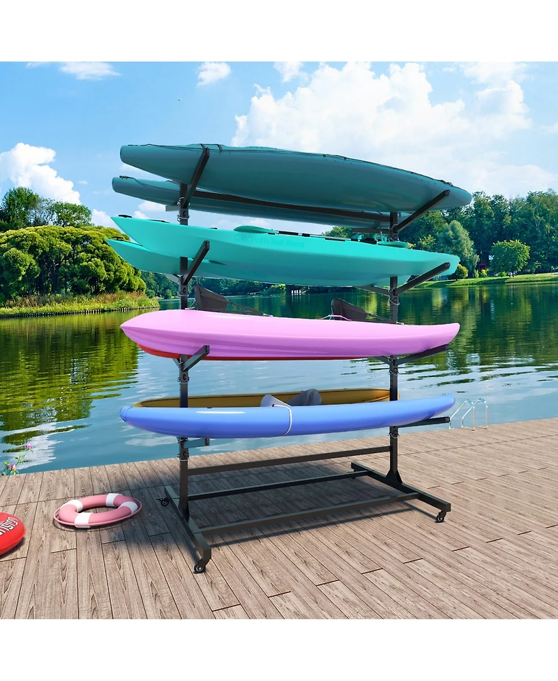 Boyel Living Steel Kayak Storage Rack Vertical 8 Capacity Adjustable Shelves Heavy Duty