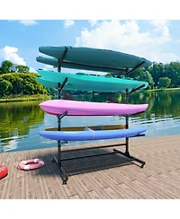 Boyel Living Steel Kayak Storage Rack Vertical 8 Capacity Adjustable Shelves Heavy Duty