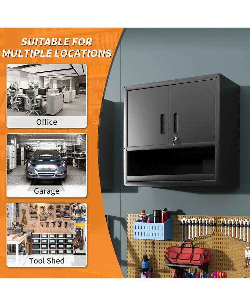 Boyel Living Steel Storage Cabinet with Locking Doors Adjustable Shelf