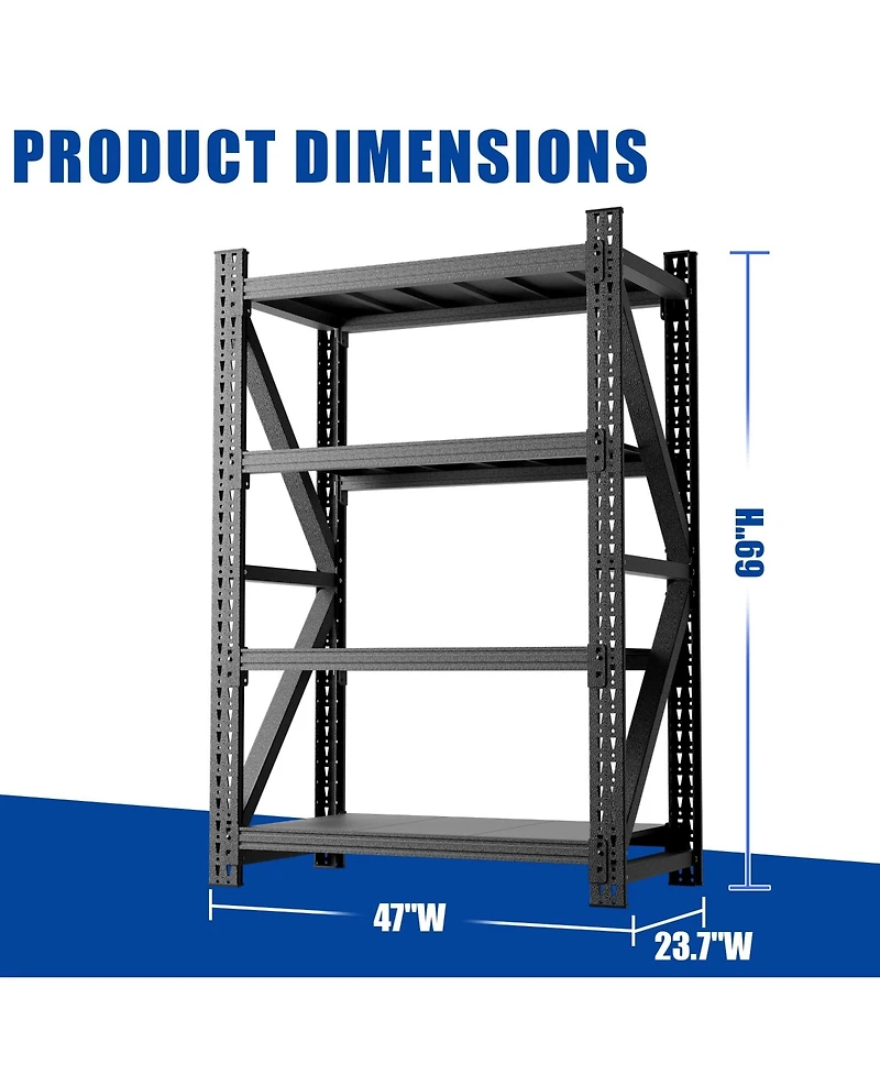 Boyel Living Heavy Duty Storage Rack 4000lb Capacity 4 Shelf Adjustable Steel