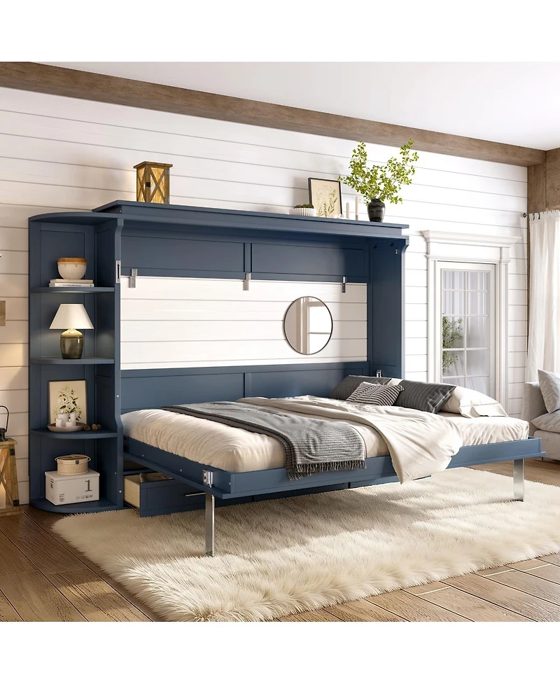 Streamdale Furniture Murphy Bed with Shelf, Cabinets, Drawers, Office Space Saver