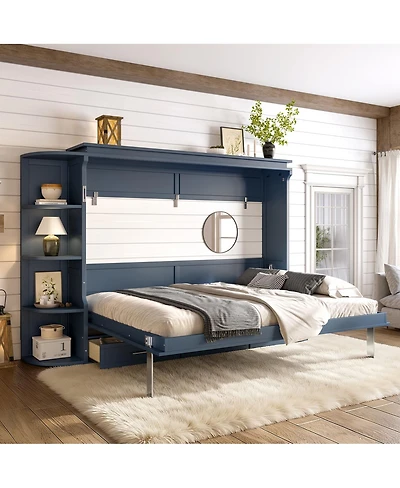 Streamdale Furniture Murphy Bed with Shelf, Cabinets, Drawers, Office Space Saver