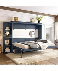 Streamdale Furniture Murphy Bed with Shelf, Cabinets, Drawers, Office Space Saver