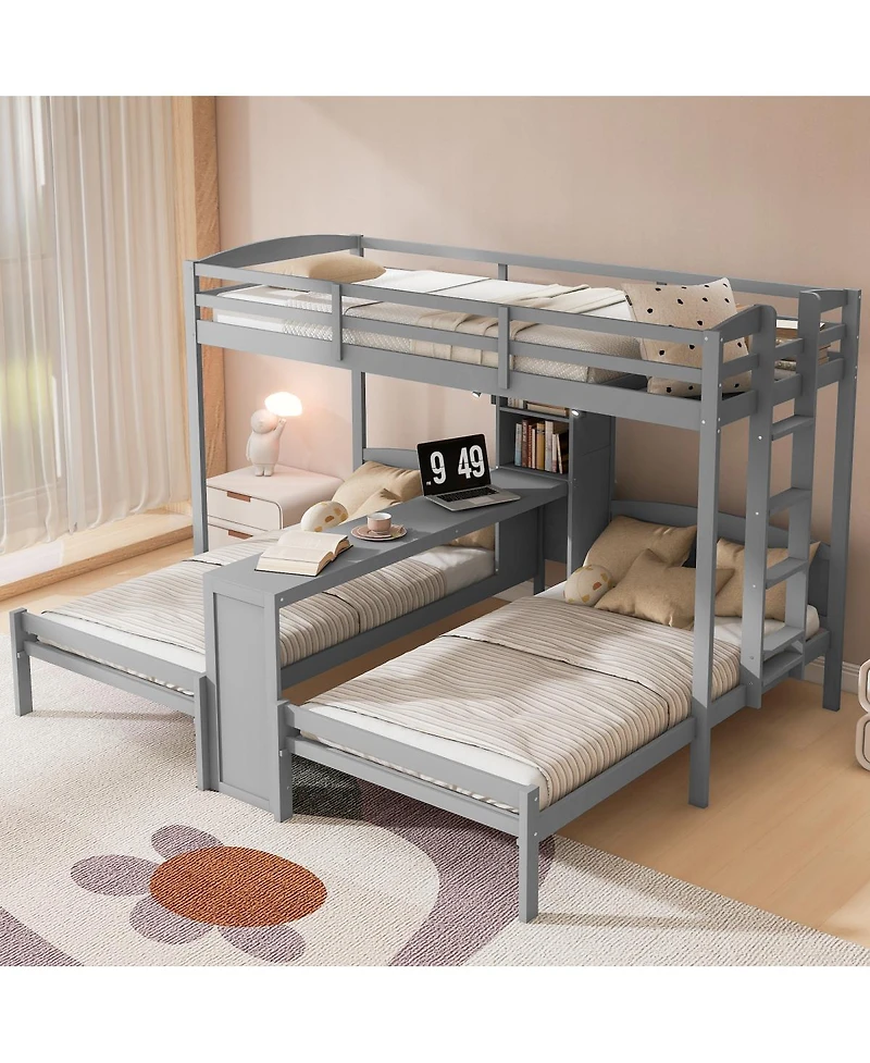 Streamdale Furniture Bunk Bed with Desk, Shelves and Lamp