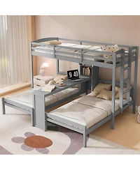 Streamdale Furniture Bunk Bed with Desk, Shelves and Lamp