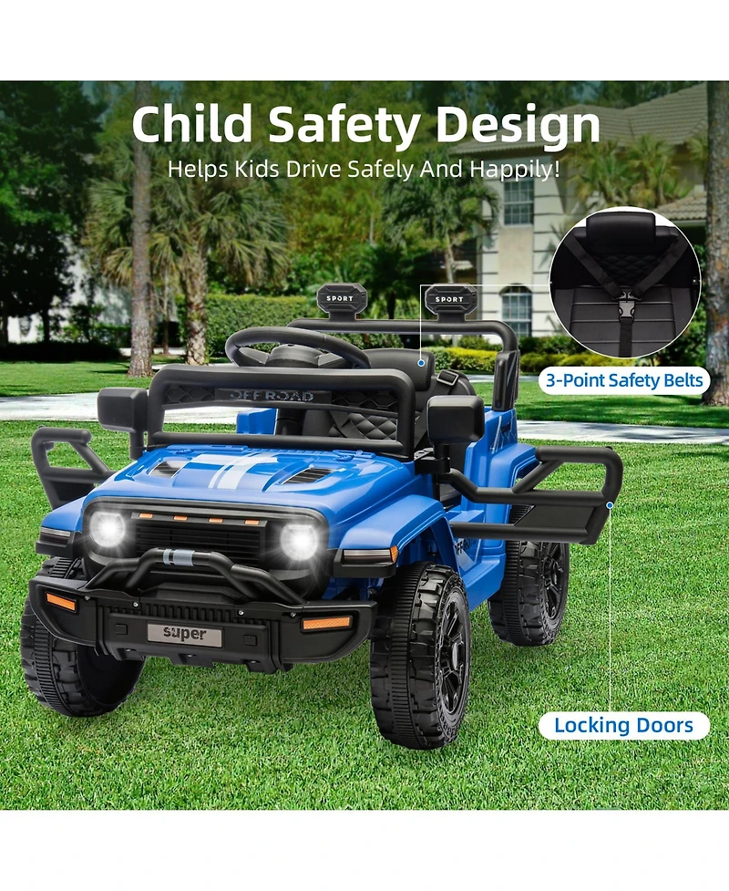 homfan 12V Plastic and Metal Remote-Control Spring-Suspension Ride-On Truck, Ages 3-5