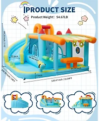 homfan 12-in-1 Inflatable Bounce House With Slide and Water Play, For 2-8 Kids, Ages 3+