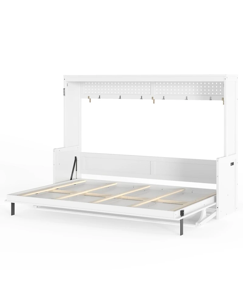 Streamdale Furniture Murphy Bed with a desk, Usb Charging Station, Led Lights