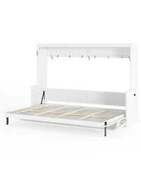 Streamdale Furniture Murphy Bed with a desk, Usb Charging Station, Led Lights