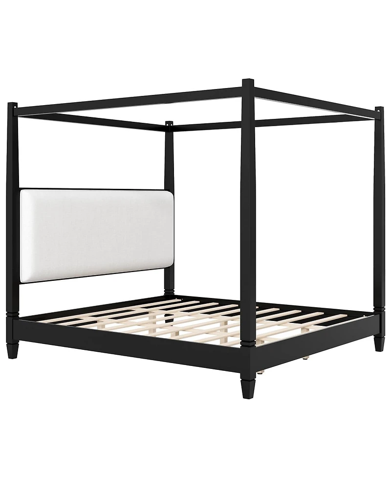 Streamdale Furniture Canopy Bed with Upholstered Headboard and Slats